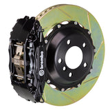 The Brembo Gran Turismo Front Big Brake Kit for 964 Carrera 2 (1990-94) includes GT 4-Piston calipers, FM1000 pads, 355mm x 32mm cross-drilled rotors, Goodrich braided lines, and CNC billet mounts. It offers premium braking performance and durability.