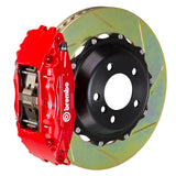 The Brembo Gran Turismo Front Big Brake Kit for 964 Carrera 2 (1990-94) includes GT 4-Piston calipers, FM1000 pads, 355mm x 32mm cross-drilled rotors, Goodrich braided lines, and CNC billet mounts. It offers premium braking performance and durability.