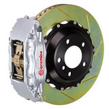 The Brembo Gran Turismo Front Big Brake Kit for 964 Carrera 2 (1990-94) includes GT 4-Piston calipers, FM1000 pads, 355mm x 32mm cross-drilled rotors, Goodrich braided lines, and CNC billet mounts. It offers premium braking performance and durability.