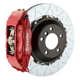 The Brembo Gran Turismo Front Big Brake Kit for 964 Carrera 2 (1990-94) includes GT 4-Piston calipers, FM1000 pads, 355mm x 32mm cross-drilled rotors, Goodrich braided lines, and CNC billet mounts. It offers premium braking performance and durability.
