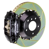 The Brembo Gran Turismo Rear Big Brake Kit for 930 includes GT 4-Piston calipers, FM1000 pads, 345mm x 28mm cross-drilled rotors, Goodrich braided lines, and CNC billet mounts. This comprehensive kit delivers exceptional braking performance and reliability.