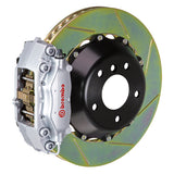 The Brembo Gran Turismo Rear Big Brake Kit for 930 includes GT 4-Piston calipers, FM1000 pads, 345mm x 28mm cross-drilled rotors, Goodrich braided lines, and CNC billet mounts. This comprehensive kit delivers exceptional braking performance and reliability.
