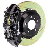 The Brembo Gran Turismo Front Big Brake Kit for 930 (1980-89) features GT 6-Piston calipers, FM1000 pads, 355mm x 32mm cross-drilled rotors, Goodrich braided lines, and CNC billet mounts. This top-tier kit ensures outstanding braking performance and reliability.