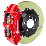 The Brembo Gran Turismo Front Big Brake Kit for 930 (1980-89) features GT 6-Piston calipers, FM1000 pads, 355mm x 32mm cross-drilled rotors, Goodrich braided lines, and CNC billet mounts. This top-tier kit ensures outstanding braking performance and reliability.