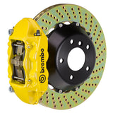 The Brembo Gran Turismo Rear Big Brake Kit for the 996 C2 (1999-2004) includes renowned 4-piston calipers with FM1000 pads for street and performance use, 345mm cross-drilled rotors, Goodrich braided brake lines, and CNC Billet mounting hardware, providing an all-in-one solution for superior braking.