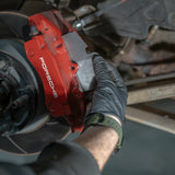 Rennline Titanium Rear Brake Shims: Reduce heat by 10%, prevent brake failure, and improve performance. Set of four, not for PCCB systems. Shop now at PMB.