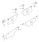Fix your Porsche 911, 912, 928, or 930 (1965-98) with our Sun Visor Clip. Guaranteed fitment and high-quality materials ensure it supports and aligns to OEM specifications. Instantly resolves loose visor issues like flopping and bouncing. Precision-molded plastic resists extreme cabin heat and UV exposure. Includes a 24-month unlimited mileage warranty. #8 in diagram. Replaces: 91173133100.