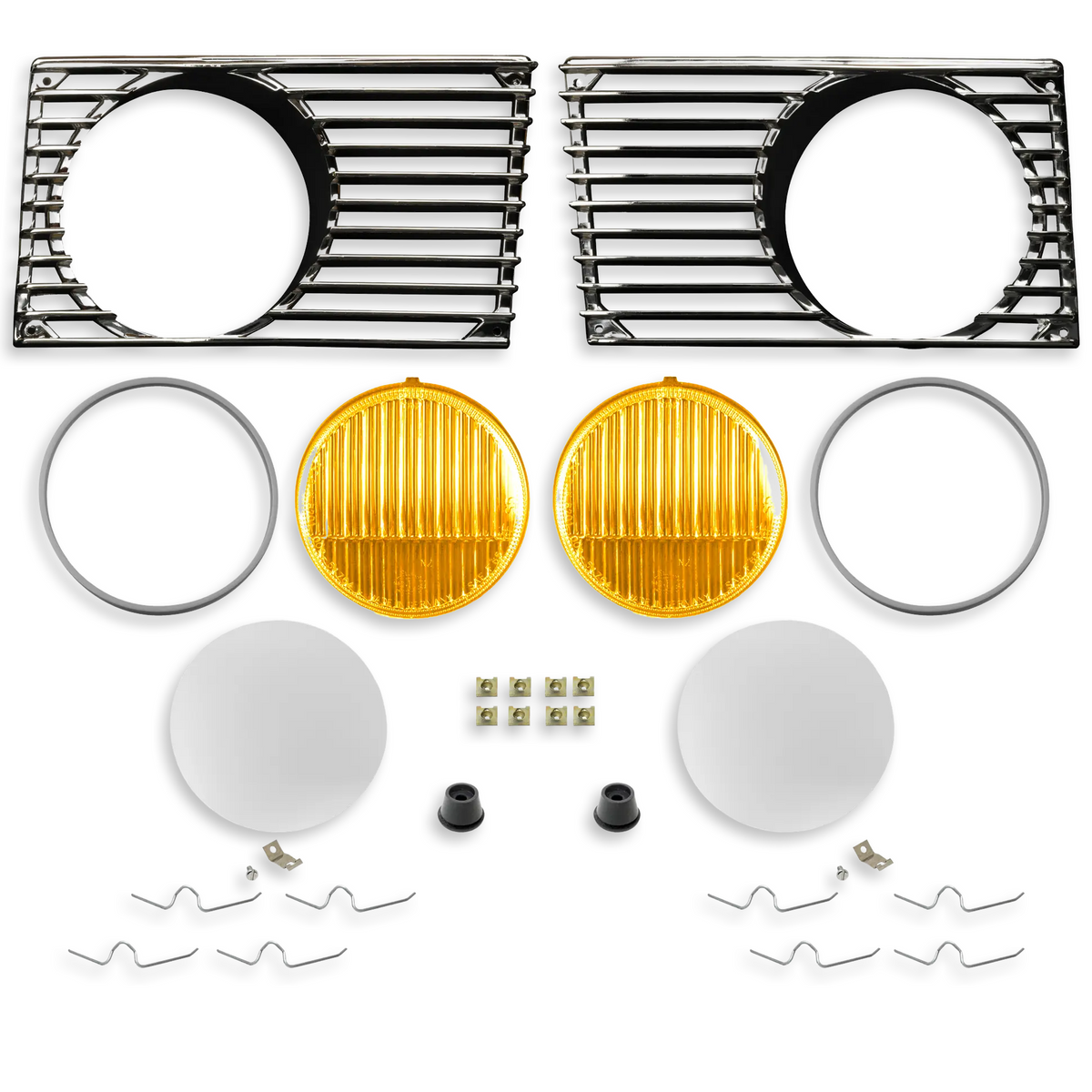 914 964 アンバー 914Rubber Amber TN1-2 Fog Light Refresh Kit with Chrome Grilles