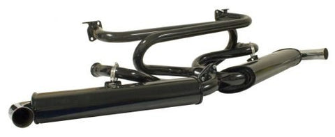 Premium Exhaust System : Dual Quiet Mufflers : Black with Chrome Tip