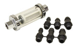 EMPI Serviceable Glass Fuel Filter with 1/4-, 5/16- and 3/8-Inch Fittings