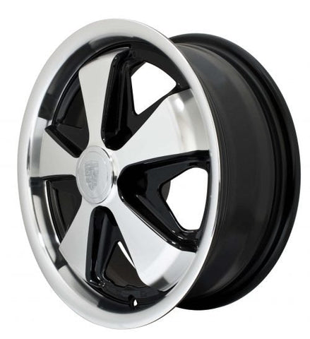 Set of Four 911 Alloy, Gloss Black with Polished Lip & Spokes, 15x5 1/2,5x112 Bolt Pattern, 4" BS