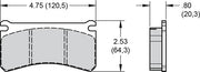 Wilwood XRZ4R brake pad outline with face and thickness dimensions