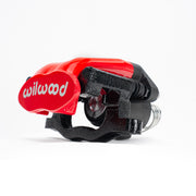 Wilwood Red Position 13 CPB Rear Left Parking Caliper, 41mm / 0.81-Inch Rotor Width: representative angled red CPB assembly showing the housing, dark mounting bracket and actuator hardware at the back.