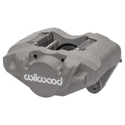 Wilwood anodized front D31 caliper for Porsche 911 1969–1974, 0.79-inch rotor-width configuration, angled view showing the logo face, bridge and mounting features