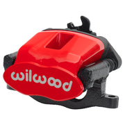 Wilwood Rear Left Red CPB Thin-Rotor Combination Caliper, 5.98-Inch Radial Mount: red combination body, upper pad cavity and dark carrier
