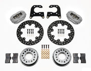 Wilwood rear Dynalite kit for Big Ford 2.36-inch offset: gray calipers and 11.44-inch drilled rotor pieces laid out