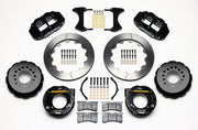 Wilwood rear Superlite 4R kit for large C10 2.42-inch-offset axle: black calipers and 12.88-inch slotted rotor pieces laid out