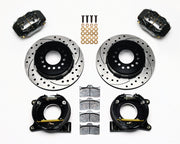 Wilwood rear Dynalite kit for C10 2.42-inch-offset parking brake: black calipers and 12.19-inch drilled/slotted rotor pieces laid out