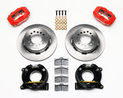 Wilwood rear Dynalite kit for C10 2.42-inch-offset parking brake: red calipers and 12.19-inch plain-face rotor pieces laid out