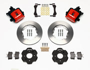 Wilwood rear CPB kit for Honda/Acura disc hubs, 2.39-inch offset: red calipers and 11.00-inch plain-face rotor pieces laid out