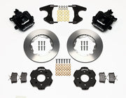 Wilwood rear CPB kit for Civic 2.46-inch drum hubs: black calipers and 11.00-inch plain-face rotor pieces laid out