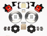 Wilwood rear CPB kit for Honda 2.71-inch drum hubs: red calipers and 11.00-inch plain-face rotor pieces laid out