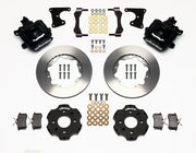 Wilwood rear CPB kit for Honda 2.71-inch drum hubs: black calipers and 11.00-inch plain-face rotor pieces laid out