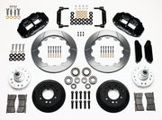 Wilwood front Superlite 6R kit for early Ford/Mercury disc spindles: black calipers and 12.88-inch slotted rotor pieces laid out