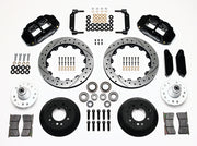 Wilwood front Superlite 6R kit for later Ford/Mercury disc spindles: black calipers and 12.88-inch drilled/slotted rotor pieces laid out