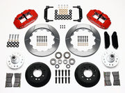 Wilwood front Superlite 6R kit for later Ford/Mercury disc spindles: red calipers and 12.88-inch slotted rotor pieces laid out