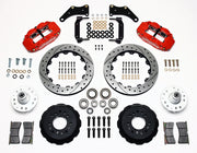 Wilwood front Superlite 6R kit for Chevrolet CPP passenger-car spindles: red calipers and 12.88-inch drilled/slotted rotor pieces laid out