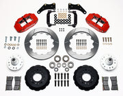 Wilwood front Superlite 6R kit for Chevrolet CPP passenger-car spindles: red calipers and 12.88-inch slotted rotor pieces laid out