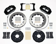 Wilwood front Superlite 6R kit for S2000 front hub arrangement: black calipers and 12.88-inch drilled/slotted rotor pieces laid out