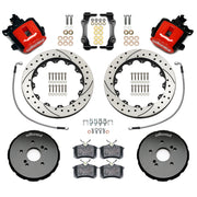 Wilwood rear CPB kit for S2000 rear parking-caliper setup: red calipers and 12.88-inch drilled/slotted rotor pieces laid out