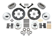 Wilwood front Dynalite kit for Camaro/Firebird single-piston-type spindle: gray calipers and 10.75-inch drilled rotor pieces laid out