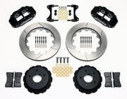Wilwood rear Superlite 4R kit for Corvette C2/C3 large rear rotor setup: black calipers and 14.00-inch slotted rotor pieces laid out