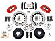 Wilwood front Superlite 6R kit for early GM large-rotor front setup: red calipers and 14.00-inch drilled/slotted rotor pieces laid out