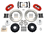 Wilwood front Superlite 6R kit for early GM large-rotor front setup: red calipers and 14.00-inch slotted rotor pieces laid out