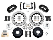 Wilwood front Superlite 6R kit for later GM large-rotor hub arrangement: black calipers and 14.00-inch drilled/slotted rotor pieces laid out