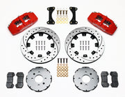 Wilwood front Dynapro 6 kit for Honda/Acura 262 mm factory spindle: red calipers and 12.19-inch drilled/slotted rotor pieces laid out