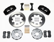 Wilwood front Dynapro 6 kit for Honda/Acura 262 mm factory spindle: black calipers and 12.19-inch plain-face rotor pieces laid out