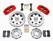 Wilwood front Dynapro 6 kit for Honda 240 mm factory spindle: red calipers and 12.19-inch drilled/slotted rotor pieces laid out