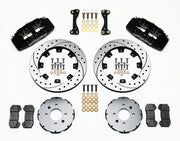 Wilwood front Dynapro 6 kit for Honda 240 mm factory spindle: black calipers and 12.19-inch drilled/slotted rotor pieces laid out