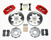 Wilwood front Dynapro 6 kit for Honda 240 mm factory spindle: red calipers and 12.19-inch plain-face rotor pieces laid out