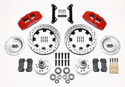 Wilwood front Dynapro 6 kit for GM 11-inch-spindle Dynapro conversion: red calipers and 12.19-inch drilled/slotted rotor pieces laid out