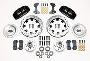 Wilwood front Dynapro 6 kit for ProSpindle Dynapro mounting: black calipers and 12.19-inch drilled/slotted rotor pieces laid out