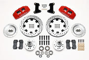 Wilwood front Dynapro 6 kit for Ford/Mercury six-piston disc conversion: red calipers and 12.19-inch drilled/slotted rotor pieces laid out
