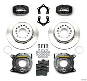 Wilwood rear Dynalite kit for Mopar/Dana snap-ring-bearing end: black calipers and 12.19-inch plain-face rotor pieces laid out
