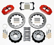 Wilwood Red Superlite Rear Brake Kit for Corvette C4, red calipers and drilled/slotted rotor components laid out