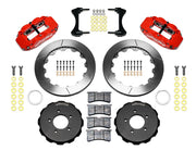 Wilwood Honda Front Brake Conversion, Red Civic/CR-Z GT Kit, red calipers and slotted rotor components laid out